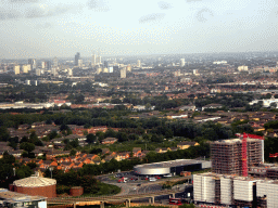 The Gallions Reach area with the Porsche Centre East London, viewed from the airplane from Amsterdam