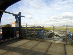 The London City Airport railway station, with a view on the city center