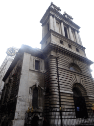 Front of the St. Mary Woolnoth church at the crossing of King William Street and Lombard Street