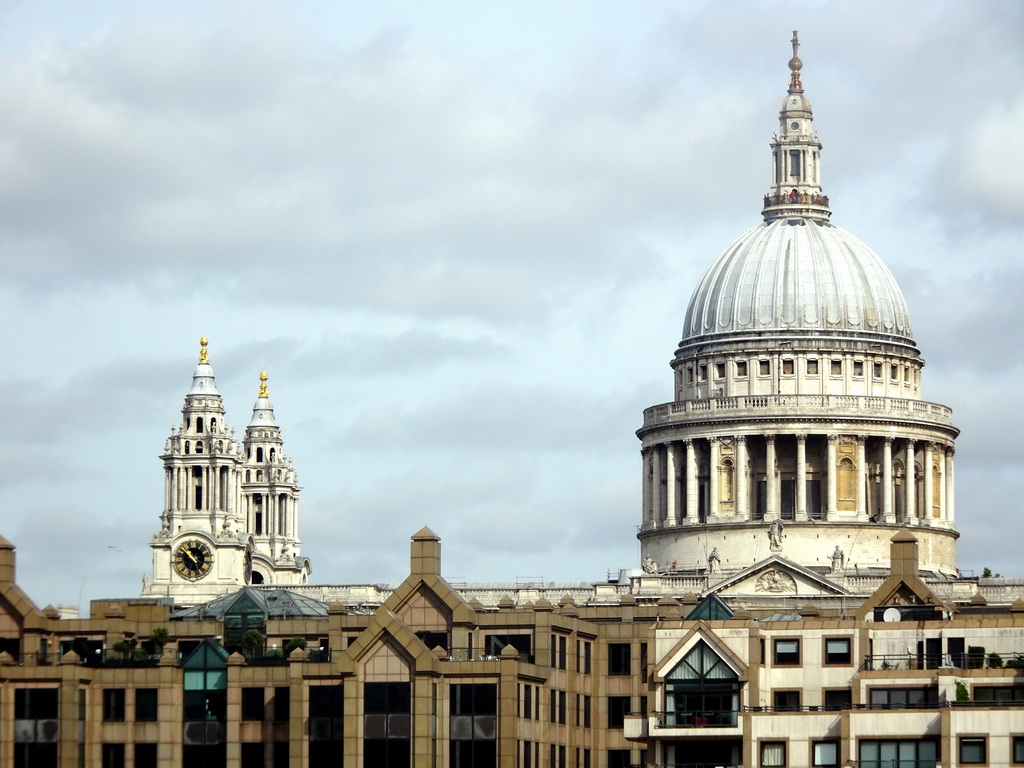 The towers and dome of St. Paul`s Cathedral, viewed from the Bankside