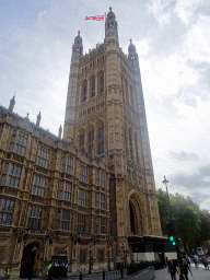 The Victoria Tower at the Palace of Westminster at the Old Palace Yard