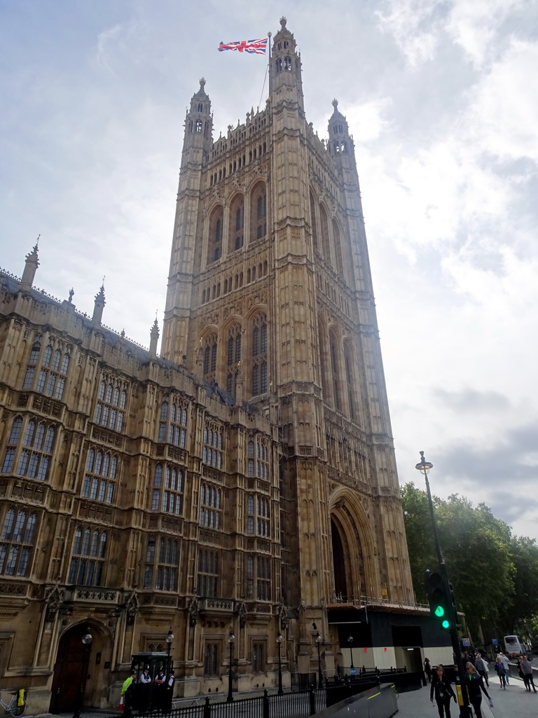The Victoria Tower at the Palace of Westminster at the Old Palace Yard