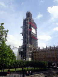 The New Palace Yard, the Big Ben at the Palace of Westminster and the London Eye