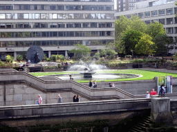 The St. Thomas Hospital Gardens and the Mary Seacole Memorial Statue, viewed from the Westminster Bridge