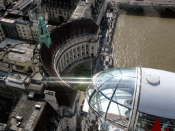 Capsule of the London Eye, the County Hall and the Thames river, viewed from capsule 17 of the London Eye