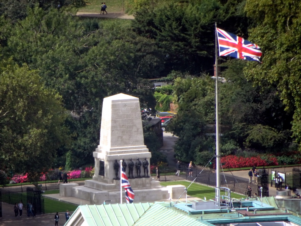 The Guards Memorial and St. James`s Park, viewed from capsule 17 of the London Eye