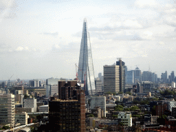 The Shard building and other skyscrapers in the city center, viewed from capsule 17 of the London Eye