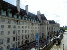 The Queen`s Walk and the front of the County Hall, viewed from capsule 17 of the London Eye