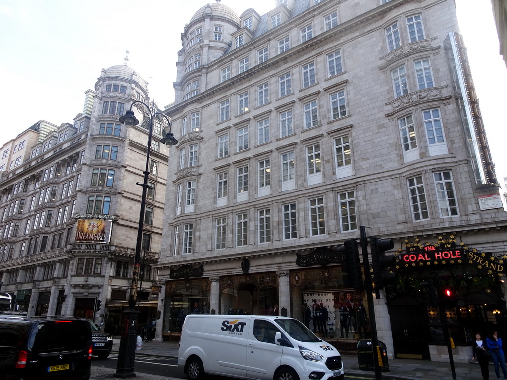 Front of the Savoy Theatre and the Cole Hole pub at the Strand street