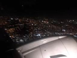 The city center, viewed from the airplane to Amsterdam, by night