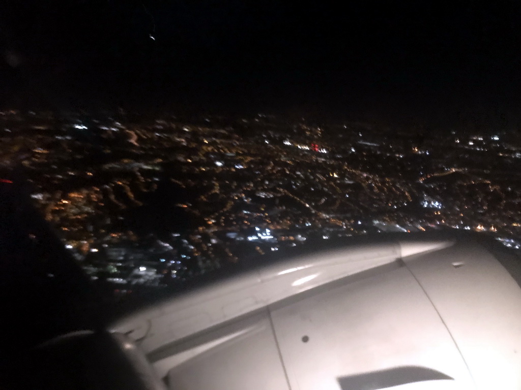 The city center, viewed from the airplane to Amsterdam, by night