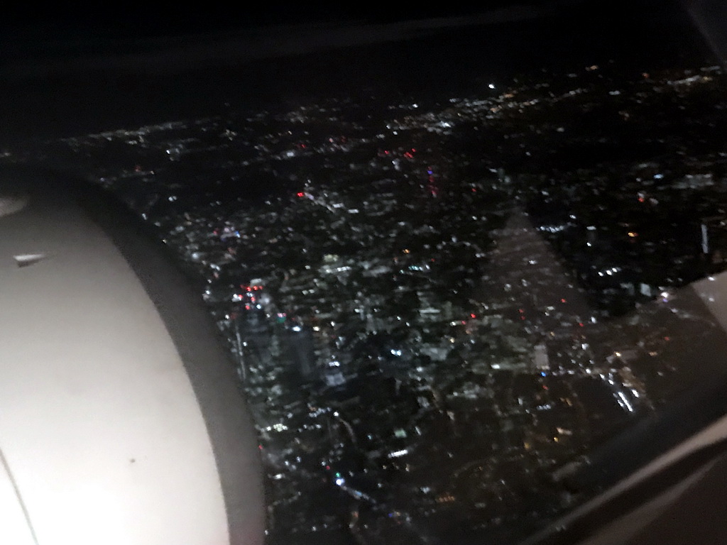 The city center, viewed from the airplane to Amsterdam, by night