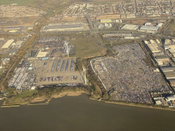The Ford Motor Company Truckfleet Compound at the town of Dagenham, viewed from the airplane from Amsterdam