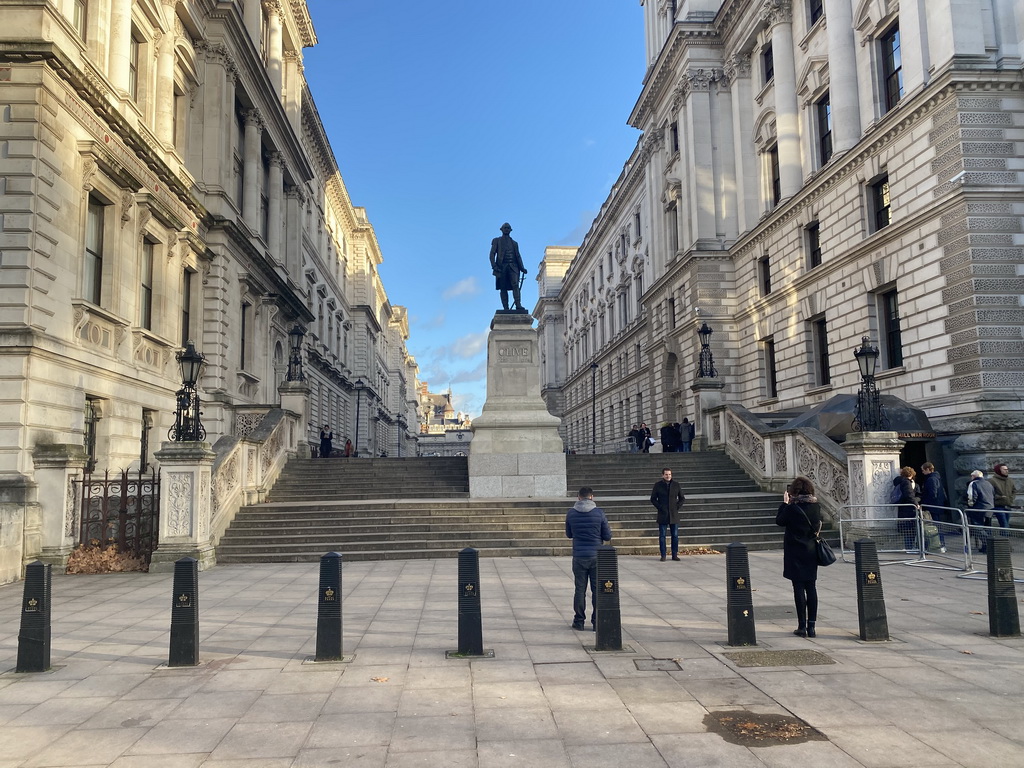 The Clive Steps and the Robert Clive Memorial at the west side of King Charles Street, viewed from the Horse Guards Road