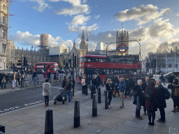 Parliament Square with the entrance to Westminster Station and the Palace of Westminster