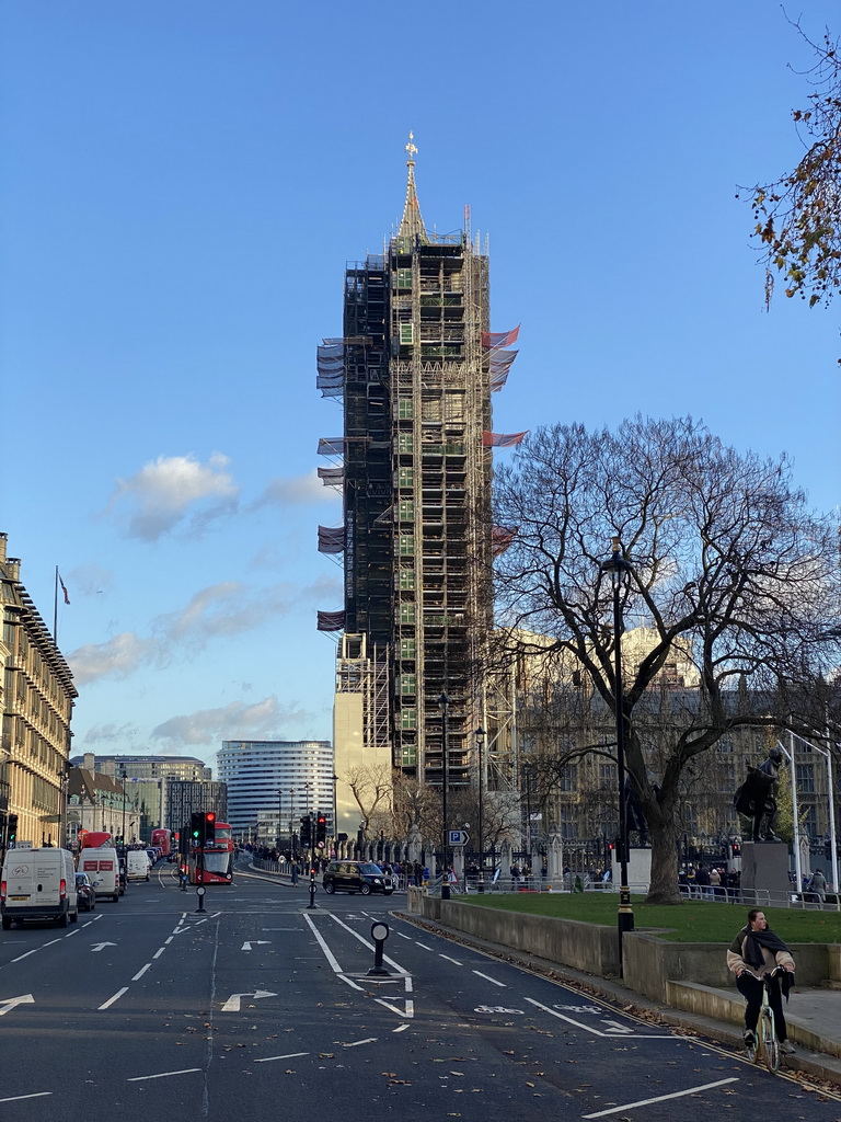 Parliament Square with the Big Ben of the Palace of Westminster