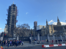 Parliament Square with the Palace of Westminster with Big Ben