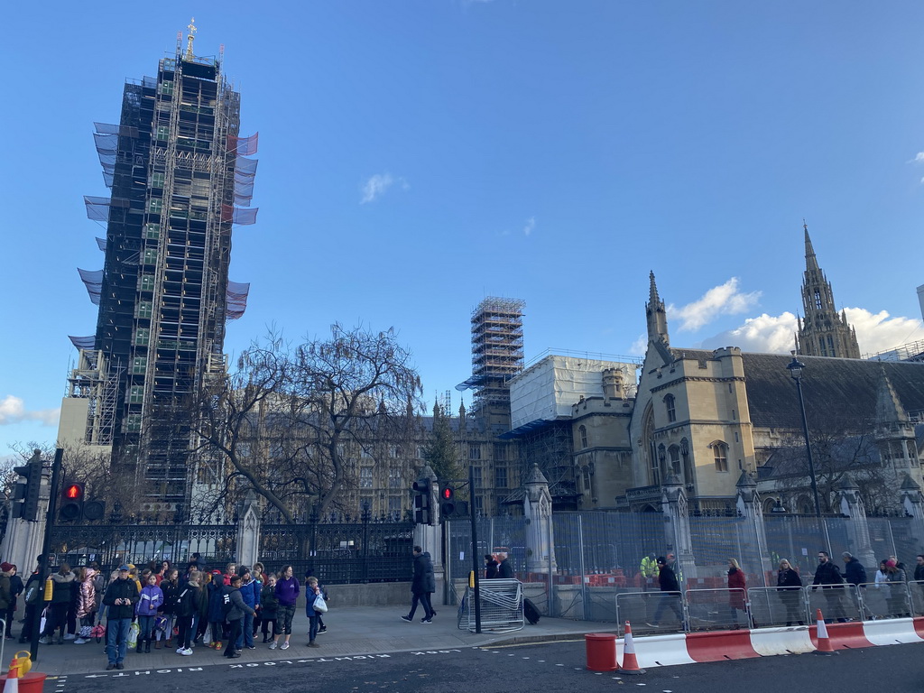 Parliament Square with the Palace of Westminster with Big Ben