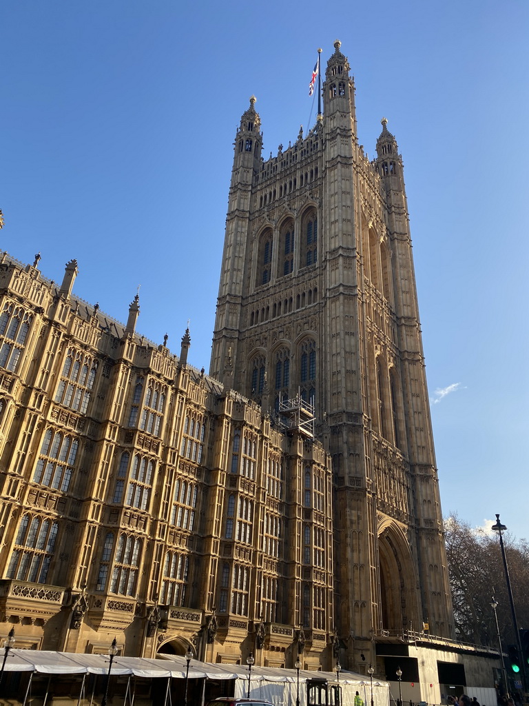 The Victoria Tower of the Palace of Westminster, viewed from the Old Palace Yard