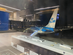 Our KLM airplane at London City Airport, by night