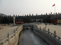Frozen canal in front of the entrance to the Nanshan Temple