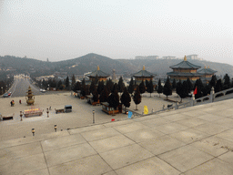 The central square and the eastern side of the Nanshan Temple, viewed from the first platform of the staircase to the Nanshan Great Buddha