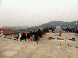 The central square and the western side of the Nanshan Temple, viewed from the first platform of the staircase to the Nanshan Great Buddha