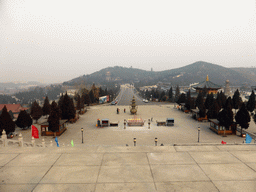 The central square and the western and eastern side of the Nanshan Temple, viewed from the first platform of the staircase to the Nanshan Great Buddha