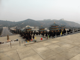 The central square and the eastern side of the Nanshan Temple, viewed from the second platform of the staircase to the Nanshan Great Buddha