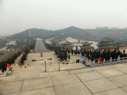 The central square and the eastern side of the Nanshan Temple, viewed from the third platform of the staircase to the Nanshan Great Buddha
