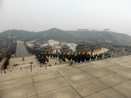 The central square and the eastern side of the Nanshan Temple, viewed from the fourth platform of the staircase to the Nanshan Great Buddha