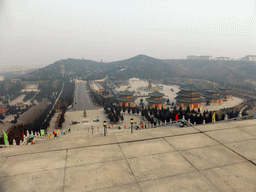 The central square and the eastern side of the Nanshan Temple, viewed from the fifth platform of the staircase to the Nanshan Great Buddha