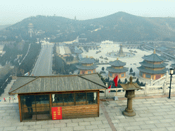 Information stand at the second highest platform below the Nanshan Great Buddha, with a view on the eastern side of the Nanshan Temple