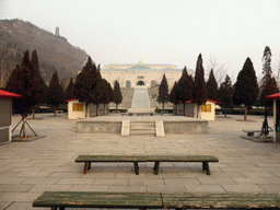 The staircase with inscriptions and the front of the Temple with the Jade Buddha