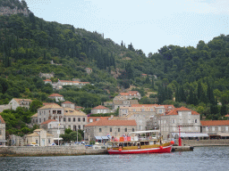 Boat at the Lopud Harbour, viewed from the Elaphiti Islands tour boat