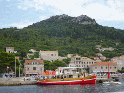 Boats at the Lopud Harbour, viewed from the Elaphiti Islands tour boat