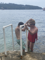 Miaomiao and Max at the beach in front of the Church of Sveta Marija od pilice