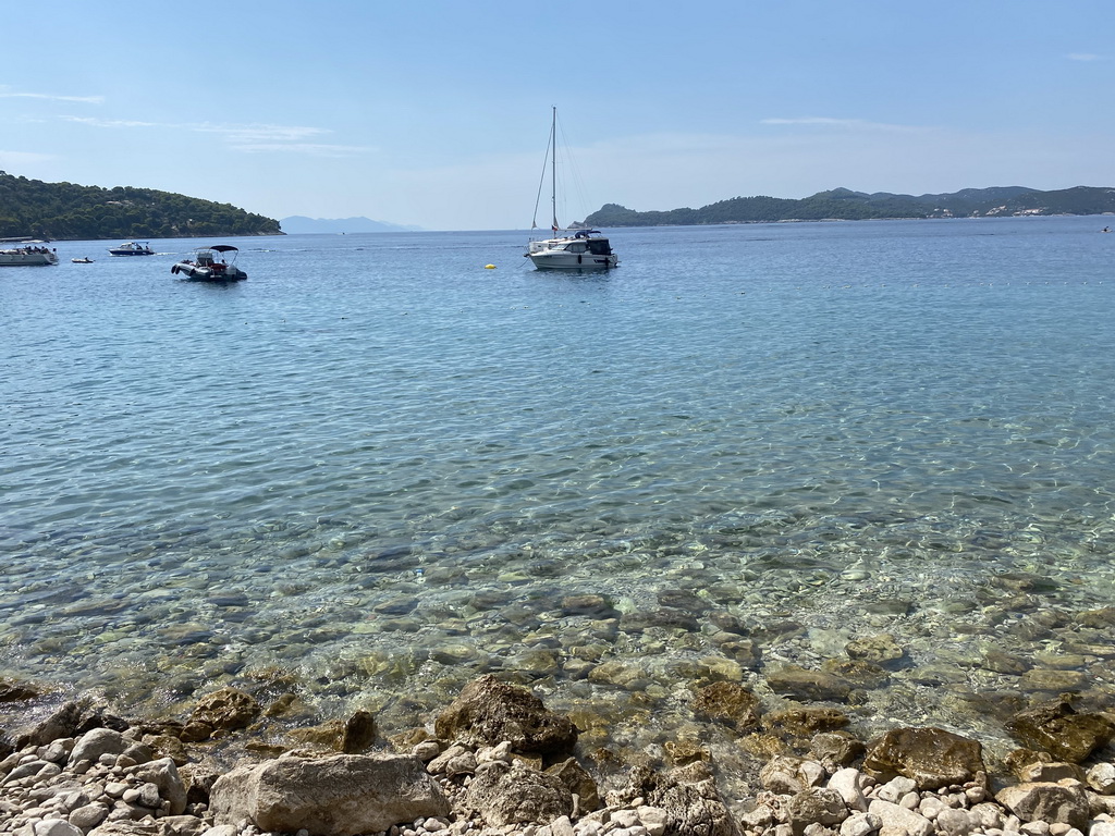 Boats at Lopud Bay, viewed from the Obala Iva Kuljevana street