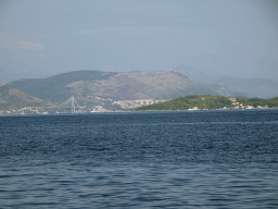 The Gru Port and the Franjo Tudman Bridge over the Rijeka Dubrovacka inlet, viewed from the Elaphiti Islands tour boat