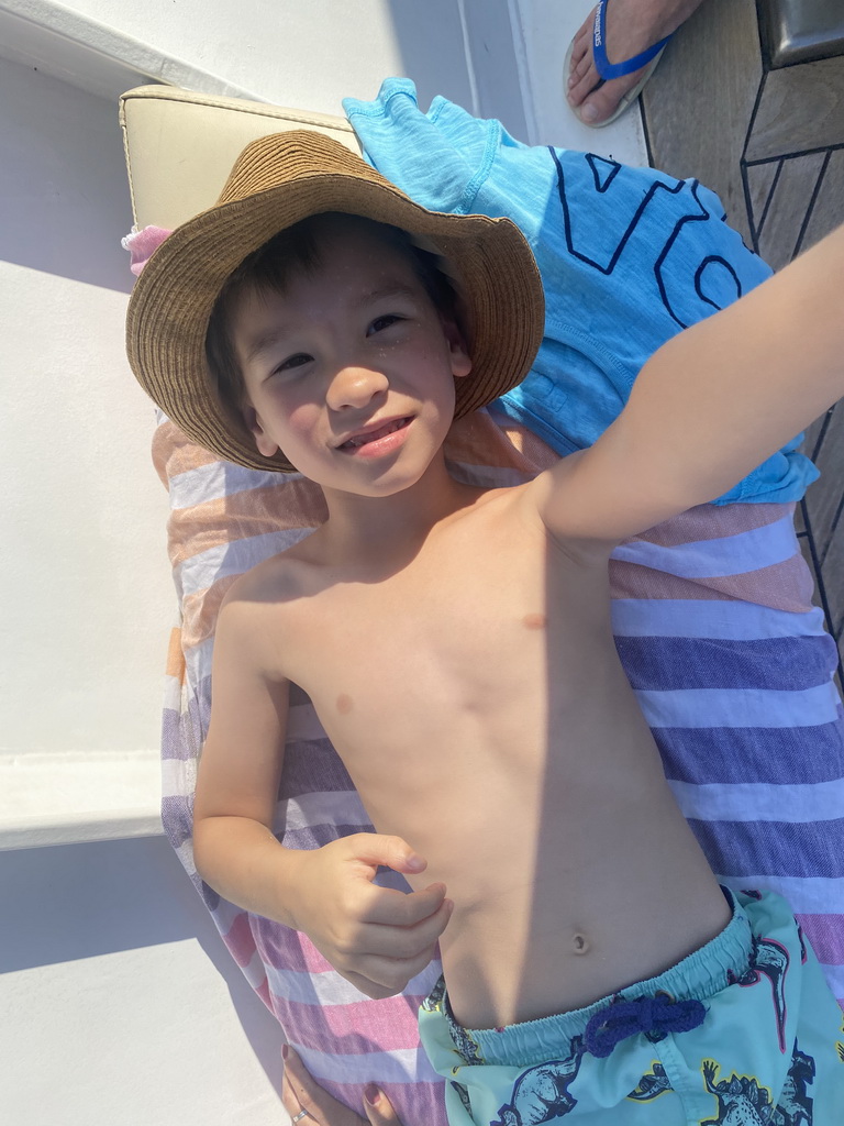 Max on the deck of the Elaphiti Islands tour boat