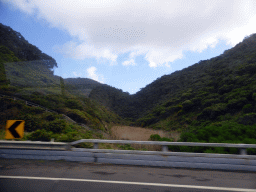 Forested hills in the region southwest of Lorne, viewed from our tour bus