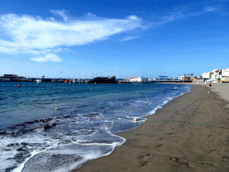 The western side of the Playa de Los Cristianos beach and the Puerto de Los Cristianos harbour