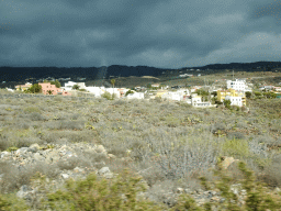 Houses at the town of Tijoco Bajo, viewed from the rental car on the TF-1 road