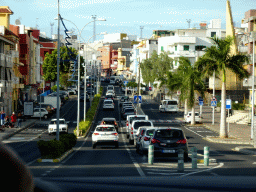 The Avenida los Pescadores street at the town of Alcalá, viewed from the rental car