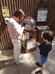 Miaomiao and Max getting Emu food at the Palmitos Park