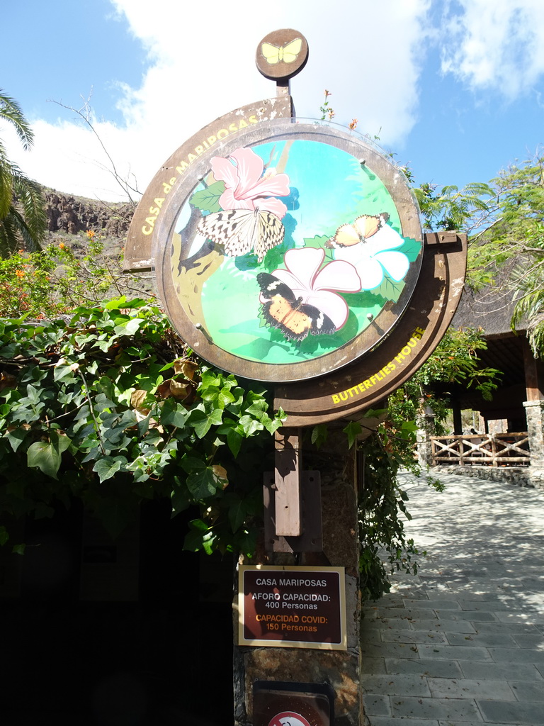 Sign in front of the Butterflies House at the Palmitos Park