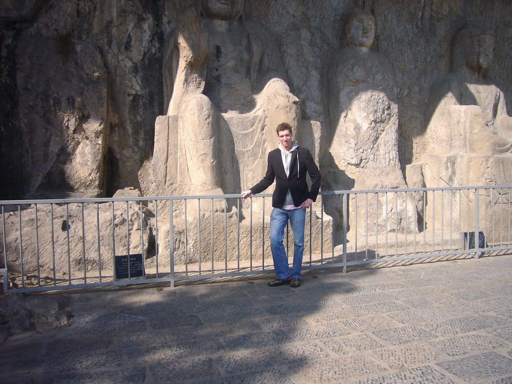 Tim at the Three Buddha Cave at the Longmen Grottoes