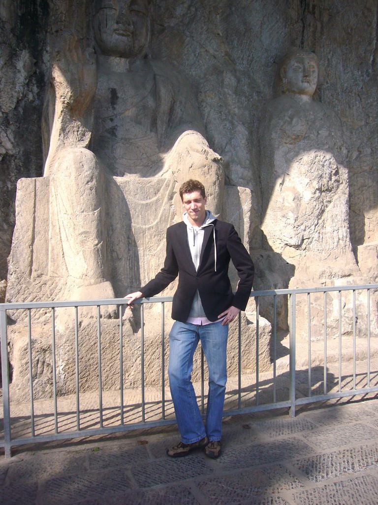 Tim at the Three Buddha Cave at the Longmen Grottoes