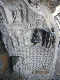 Niche with small Buddha statues in the 10,000 Buddha Cave at the Longmen Grottoes