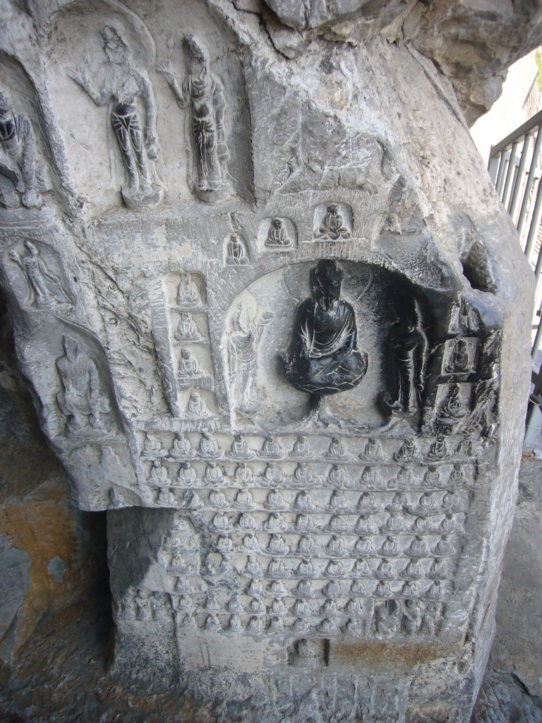 Niche with small Buddha statues in the 10,000 Buddha Cave at the Longmen Grottoes